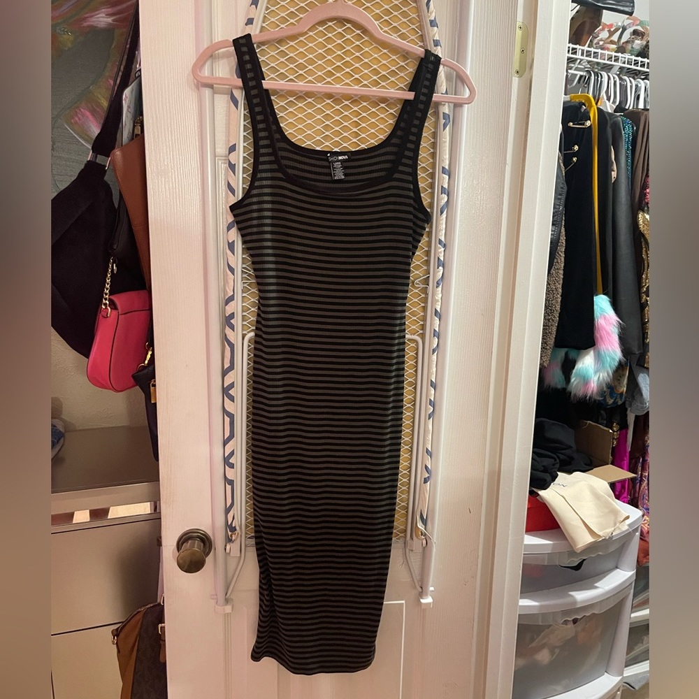 CASUAL STRIPED MIDI DRESS